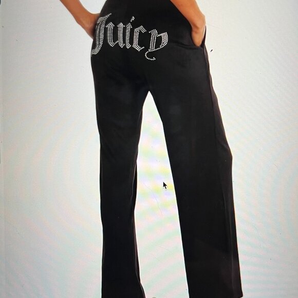 Juicy Couture Track Pant Bottoms X-Large Sweatpants Sleep Velour Gems Stud Bling - Picture 3 of 4